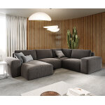 Canap� panoramique lanzo l 330x230 cm microfibre marron kaki recami�re variable