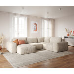 Canap panoramique lanzo l 330x230 cm velours ctel beige recamire variable