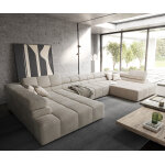 Canapé panoramique phia 430x220 cm velour côtelé beige Canapé panoramique phia 430x220 cm velour côtelé beige