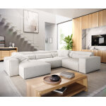 Canap� panoramique sirpio l 330x230 cm bouclee cr�me - blanc recamiere variable