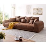 Grand canap violetta 310x135 cm marron aspect antique avec coussin grand grand canap
