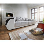 Grand canap violetta 310x135 gris clair crme avec 12 coussins