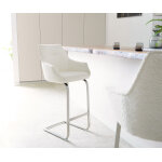 Chaise - de - bar alja - flex boucl blanc cadre luge plat acier inoxydable ressorts ensachs