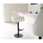Chaise - de - bar alja - flex boucl blanc pied pivotant rglable en hauteur mtal noir pivotant ressorts ...