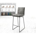Chaise - de - bar earnest - flex piqu en diamant vintage gris cadre de patins mtal