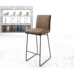 Chaise - de - bar earnest - flex piqu en diamant vintage marron cadre de patins mtal