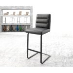 Chaise - de - bar pela - flex cuir véritable noir chaise cantilever métal plat Chaise - de - bar pela - flex cuir véritable noir chaise cantilever métal plat