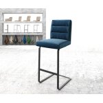 Chaise - de - bar pela - flex velours bleu chaise cantilever métal plat Chaise - de - bar pela - flex velours bleu chaise cantilever métal plat