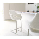 Chaise - de - bar yago - flex boucl blanc pitement luge plat acier inoxydable ressorts ensachs
