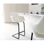 Chaise - de - bar yago - flex boucl blanc pitement luge plat mtal noir ressorts ensachs
