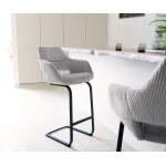 Chaise - de - bar yago - flex cord gris argenté piétement luge plat métal noir ressorts ensachés Chaise - de - bar yago - flex cord gris argenté piétement luge plat métal noir ressorts ensachés