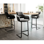 Chaise - de - bar yago - flex cuir vritable noir pitement luge plat mtal noir ressorts ensachs