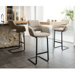 Chaise - de - bar yago - flex mélange de matériaux microfibre boue / bouclé boue cadre luge plat métal ... Chaise - de - bar yago - flex mélange de matériaux microfibre boue / bouclé boue cadre luge plat métal ...