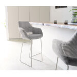 Chaise - de - bar yago - flex velours ctel gris argent cadre  patins inox ressorts ensachs