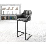 Chaise - de - bar yulo - flex cuir véritable noir chaise cantilever métal plat Chaise - de - bar yulo - flex cuir véritable noir chaise cantilever métal plat