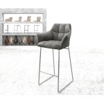 Chaise - de - bar yulo - flex vintage gris cadre patin acier inoxydable Chaise - de - bar yulo - flex vintage gris cadre patin acier inoxydable