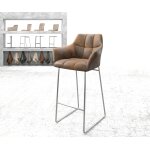 Chaise - de - bar yulo - flex vintage marron cadre patin acier inoxydable Chaise - de - bar yulo - flex vintage marron cadre patin acier inoxydable