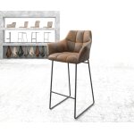 Chaise - de - bar yulo - flex vintage marron cadre patin m�tal