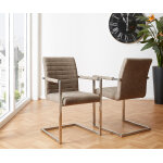 Chaise earnest taupe vintage cadre acier inoxydable Chaise earnest taupe vintage cadre acier inoxydable