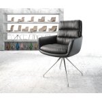 Chaise - pivotante abelia - flex avec accoudoirs cuir vritable noir cadre crois conique acier inoxydable ...
