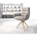 Chaise - pivotante abelia - flex avec accoudoirs rayures gris clair cadre en bois angulaire pivote sur ...