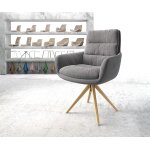 Chaise - pivotante abelia - flex avec accoudoirs tissu textur� gris clair cadre en bois angulaire pivote ...