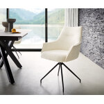 Chaise - pivotante alja - flex avec accoudoirs boucl� blanc pied crois� conique noir ressorts ensach�s ...