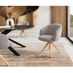Chaise - pivotante caja - flex avec accoudoirs ctel gris argent pied en bois angulaire naturel ressorts ...