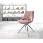 Chaise - pivotante elda - flex velours rose cadre crois angulaire acier inoxydable pivote sur 180