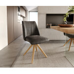 Chaise - pivotante elso - flex anthracite vintage pied en bois angulaire naturel ressorts ensachs pivote ...