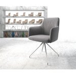 Chaise - pivotante greg - flex tissu textur gris clair cadre crois conique acier inoxydable pivote ...