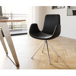 Chaise - pivotante ilia - flex avec accoudoirs cuir v�ritable noir cadre crois� angulaire acier inoxydable ...