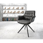 Chaise - pivotante kaira - flex cuir v�ritable noir cadre crois� angulaire noir pivote sur 180