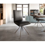 Chaise - pivotante lelio - flex cuir v�ritable noir cadre crois� large acier inoxydable pivote sur 360 ...