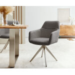 Chaise - pivotante pejo - flex bouclé gris cadre croisé angulaire acier inoxydable pivote sur 180 Chaise - pivotante pejo - flex bouclé gris cadre croisé angulaire acier inoxydable pivote sur 180