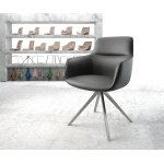 Chaise - pivotante pejo - flex cuir v�ritable noir cadre crois� angulaire acier inoxydable pivote sur ...