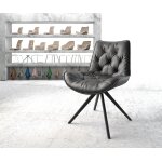 Chaise - pivotante taimi - flex cuir v�ritable noir cadre crois� angulaire noir pivote sur 180