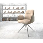 Chaise - pivotante vinja - flex beige vintage cadre crois� angulaire acier inoxydable pivote sur 180