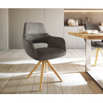 Chaise - pivotante yago - flex avec accoudoirs anthracite vintage cadre en bois angulaire pivote sur ...
