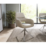 Chaise - pivotante yago - flex avec accoudoirs cuir vritable boue cadre crois large acier inoxydable ...