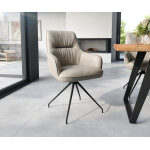 Chaise - pivotante zelia - flex avec accoudoirs cuir vritable boue cadre crois conique noir pivote ...