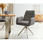 Chaise - pivotante zoa - flex boucl� gris cadre crois� angulaire acier inoxydable pivote sur 180