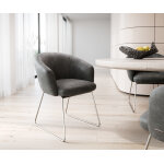 Chaise - de - salle - � - manger caja - flex avec accoudoirs anthracite vintage pied trap�ze acier inoxydable ...