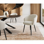 Chaise - de - salle - � - manger caja - flex avec accoudoirs boucl� blanc 4 pieds coniques noir ressorts ...