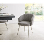 Chaise - de - salle - � - manger caja - flex avec accoudoirs boucl� gris argent� 4 pieds coniques acier ...