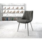 Chaise - de - salle - � - manger elda - flex tissu textur� anthracite 4 - pieds conique acier inoxydable ...