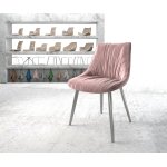 Chaise - de - salle -  - manger elda - flex velours rose 4 - pieds conique acier inoxydable