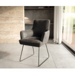 Chaise - de - salle - � - manger heira - flex avec accoudoirs anthracite vintage pied trap�ze noir ressorts ...