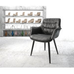 Chaise - de - salle - � - manger kaira - flex cuir v�ritable noir 4 - pieds conique noir