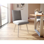 Chaise - de - salle -  - manger lelio - flex velours gris 4 - pieds conique acier inoxydable ressorts ...